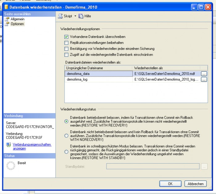 ManagementStudio-DBWiederherstellen.jpg (234.57 KiB) 51459 mal betrachtet ManagementStudio-DBWiederherstellen.jpg